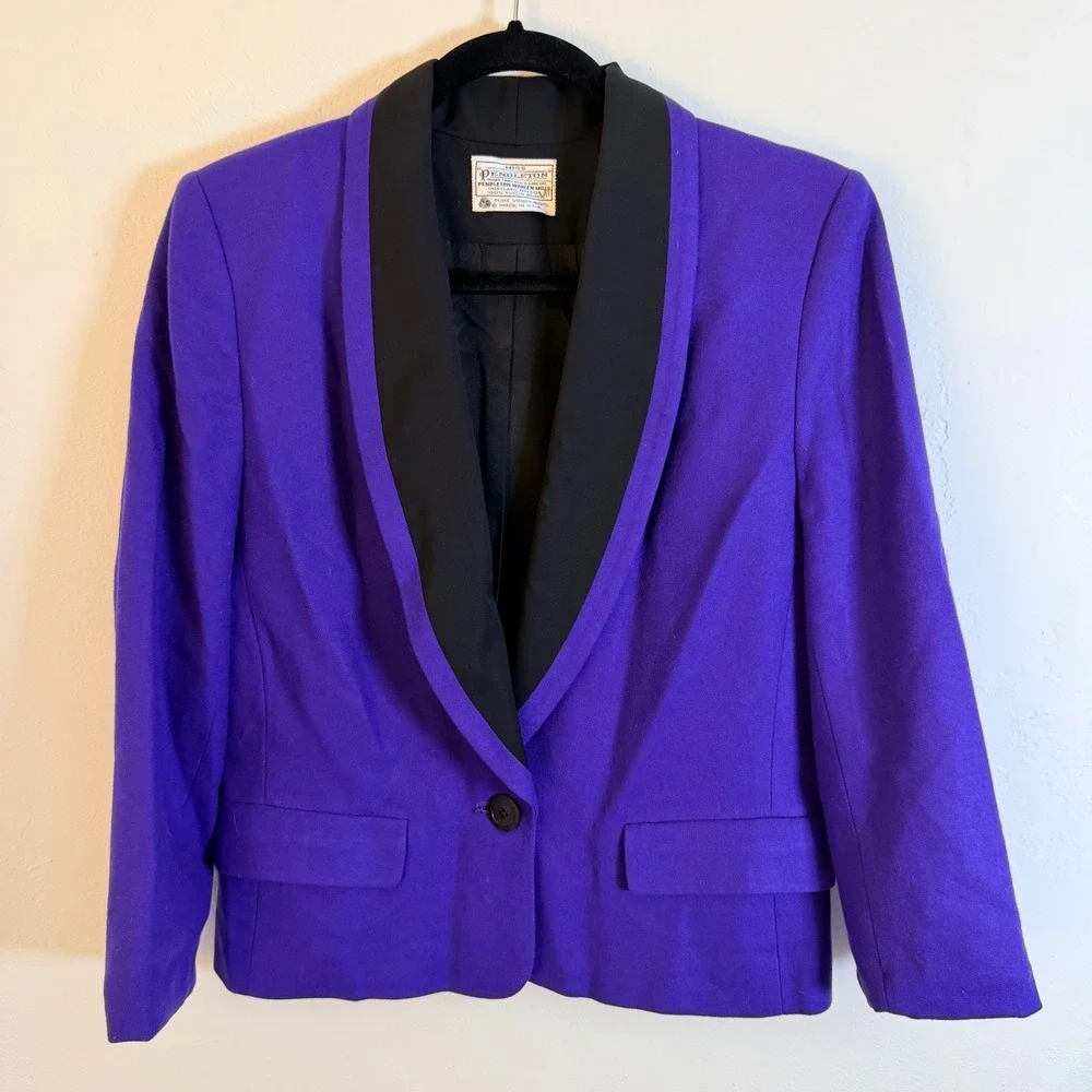 Vtg Pendleton Womens‎ 4 Purple Wool Blazer 80s/90s Power Bold Maximalist Chic